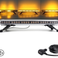 76.2 см 56 LED ЛЕД мощна аварийна диодна сигнална лампа блиц 12-24V 15 режима на работа жълта оранжева светлина E-Mark Е9 за пътна помощ платформа снегорин багер и др.