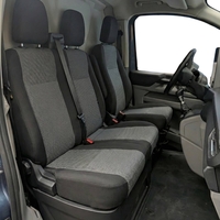 2+1 Комплект Тапицерия за Ford Transit Custom 2013-2023 с отвор на двойната седалка - черно