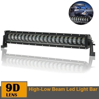 9D 63 СМ Led Bar Лед Бар Hi/Lo Kъси Дълги Водоустойчив Удароустойчив 12V 24V 12800 LМ 160W С Лупи Off-Road Лед Бар За Джип ATV
