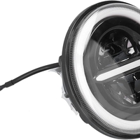 Универсален 7 инча 18см ЛЕД LED фар лампа халоген 12V-24V къси/дълги с DRL дневни светлини мигач бяло-жълто 7500lm за АТВ джип мотоциклет камион трактор и др.
