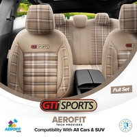 Комплект Луксозна Тапицерия OTOM текстил с еко кожа GTI SPORTS Design – Бежова с бежов шев, за Предни и Задни Седалки