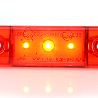 LED Светодиоден Габарит, Маркер, Токос, Червен, Е-Mark, 3 LED, 12V-24V, 8,4 см