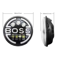 Комплект от 2бр. универсален 7 инча 18см ЛЕД LED фар лампа халоген 12V-24V къси/дълги с DRL дневни светлини мигач бяло-жълто 6500lm за АТВ джип мотоциклет камион трактор и др