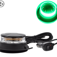 24W Лед Led Компактна Диодна Въртяща се Сигнална Аварийна Лампа Маяк Буркан с магнит и вендуза 12V - 24V с магнит Е9 E-Mark Зелена Светлина