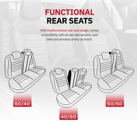 Комплект Луксозна Тапицерия OTOM текстил с еко кожа COMFORT LINE Design – Черна с червен шев, за Предни и Задни Седалки