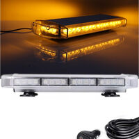 12V 24V Лед Led Диодна Мощна Аварийна Сигнална Лампа Буркан с Магнит 55см 10 режина Бяло Стъкло За Пътна Помощ Платформа Снегорин и др.