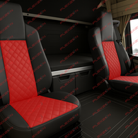 Комплект 1+1 тапицерия от еко кожа за MAN TGX EURO 6 2021+ - червено-черно