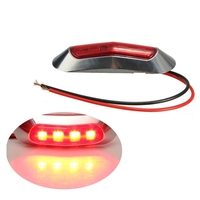 Червен LED Габарит, Маркер, 4 диода, Хромирана рамка - 12V