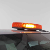12V 24V Лед Led Диодна Мощна Аварийна Сигнална Лампа Буркан с Магнит 15 режима Оранжево Стъкло За Пътна Помощ Платформа Снегорин и др.