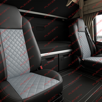 Комплект 1+1 тапицерия от еко кожа за MAN TGX 2015-2020 - сиво-черно