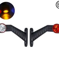 Комплект 2 броя LED Лед Габарит, Рогче, 17.5см, 12V-24V, 3 SMD Диода, Тройна Функция, Червена, Бяла, Жълта Светлина, 3D Светлинен Ефект