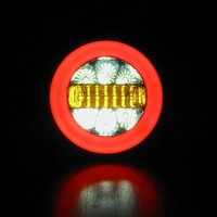 Комплект от 2 броя Кръгли LED светодиодни стопове задна светлина с неон ефект тип хамбургер 12V Ø14 см