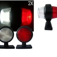 Комплект от 2 броя 12-24V ЛЕД LED Диодни Странични Маркери, Рогчета, Светлини За Камион, Ремарке, Каравана, Кемпер АТВ и др., бяло-червено