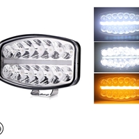 80W LED Лед Фар Халоген с DRL дневни светлини габарит бяло - оранжево неон ефект 24,5см x 13,9см, 4100lm, 12V - 24V, E-Mark Подходящ За DAF MAN Scania Volvo и др.