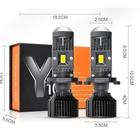 Комплект от 2 броя LED крушки с лупа, Y10 H4, 200%, 60W 6400LM, 6000K, 360° Canbus без грешки – 12V