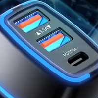 Адаптер за запалка с 3 порта - 25W