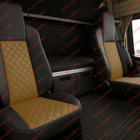 Комплект 1+1 тапицерия от еко кожа за MAN TGX EURO 6 2021+ - бежово-черно