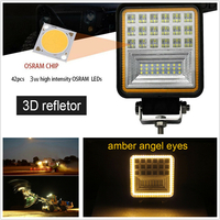 126W LED Диоден Фар Работна Бяла Жълта Светлина Габарит Мъгла Лампа 12V 24V 3030 Лумена
