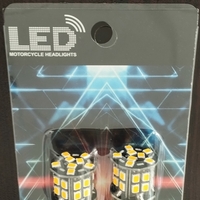 Комплект 2бр. LED Лед Крушки, 30 SMD, BA15S 1156, 12V, оранжева светлина canbus, срещуположни пинове (180°)