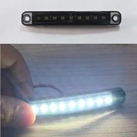 Опушен LED габарит маркер с 9 диода, Бял, 12V-24V - 10 см