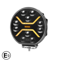 Диоден Халоген Фар с Бял Оранжев Габарит LED + DRL 70W Ø 220 мм 9 12V 24V Е-Mark Е9 за джип камион трактор багер земеделски машини и др.