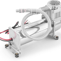 Преносим авто въздушен компресор 12V, 300 PSI, дебит 1.8 CFM, с метален маркуч - за пневматично окачване, офроуд, клаксони и въздушни системи