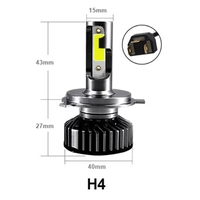 Комплект от 2бр Умалени Мини Лед Led Диодни Крушки H4 Х4 12V 50W 12000lm Mono LED +300% За Фарове Can Bus без грешки къси/дълги