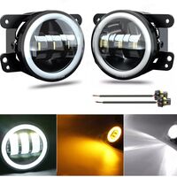 Комплект от 2 броя 4 инча 9.8cм ЛЕД LED фар лампа халоген 12V-24V с DRL дневни светлини мигач бяло-жълто за Jeep Dodge Chrysler Peugeot Ford CITROËN Opel Dacia Jaguar PORSCHE Suzuki Nissan RENAULT