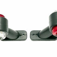 Комплект от 2 броя 12- 24V LED ЛЕД къси мини странични габаритни светлини тип рогче въртящи се с ротация за камион ремарке платформа каравана и др. бяло-червен 80 X 60 mm