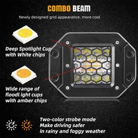 Комплект от 2 броя Лед LED Халогени фарове бяла + оранжева Аварийна Светлина за вграждане 12V - 24V Dual Combo Light Двойна Светлина Flash Блиц Мигащи 6 режима