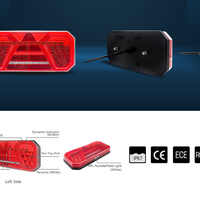 Комплект Ляв + Десен Мултифункционални Диодни LED Лед Стопове с Бягащ Мигач Неон Neon Ефект 12V 24V 305mm X 140mm X 35mm E9 За Бус Камион Тир Ремарке Караванa