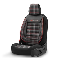 Комплект Луксозна Тапицерия OTOM текстил с еко кожа GTI SPORTS Design – Черна с червен шев, за Предни и Задни Седалки