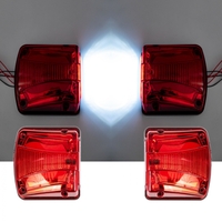 Комплект 2 в 1 - LED Oсветление Лед Плафон за Регистрационен Номер и Заден Червен Габарит с Неон Ефект 12V-24V, 135 мм x 123 мм