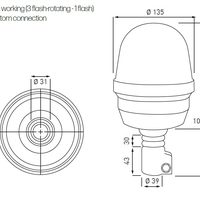 LED ЛЕД Аварийна, Сигнална Лампа Маяк Буркан 12/24V Оранжева, Жълта с Гладко Стъкло и 3 Режима На Светлина