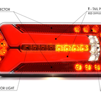 Комплект LED Светодиодни Стопове с Динамичен Мигач, Ляв и Десен, 6 Функции, Е-Мark, Неон Ефект, 12V-24V