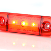 LED Светодиоден Габарит, Маркер, Токос, Червен, Е-Mark, 3 LED, 12V-24V, 8,4 см