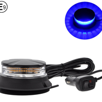 24W Лед Led Компактна Диодна Въртяща се Сигнална Аварийна Лампа Маяк Буркан с магнит и вендуза 12V - 24V с магнит Е9 E-Mark синя светлина