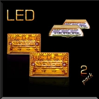 Комплект от 2 броя LED плафони за регистрационен номер бял с оранжево/жълта позиция - 12V - за ремарке каравана бус ван трактор и др.