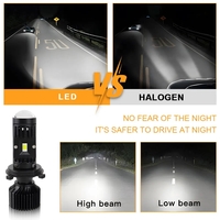 Комплект от 2 броя LED крушки с лупа, Y10 H4, 200%, 60W 6400LM, 6000K, 360° Canbus без грешки – 12V