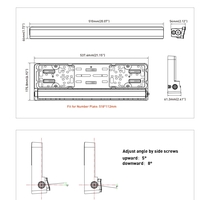 Рамка за Номер с Вграден LED Бар 20 51cm 12v 24v Бяла и Оранжева Дневна DRL Габаритна Светлина