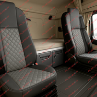 Комплект 1+1 тапицерия от еко кожа за MERCEDES ACTROS MP4 EURO 6 2015-2021 - сиво-черно