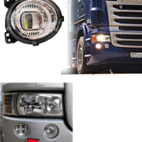 Десен външен долен LED халоген – допълнителни дълги светлини за SCANIA серия P, G, R, T 2004-2017 OEM: 1931614, 2127432, 2131055, 1446354