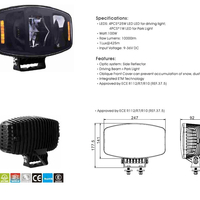 Универсален мощен LED ЛЕД 100W фар халоген лампа 12V - 24V с DRL/parking светлина бяло-жълто за АТВ джип камион трактор