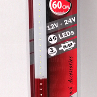 Светещ лед бар 60 cm 45 LED 12V - 24V бяло-червено PL Poland флаг знаме Полша
