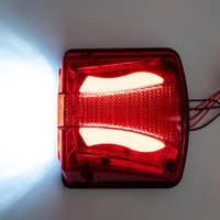 Комплект 2 в 1 - LED Oсветление Лед Плафон за Регистрационен Номер и Заден Червен Габарит с Неон Ефект 12V-24V, 135 мм x 123 мм