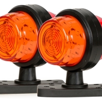 Комплект 2 бр. LED габарити маркери тип рогче 12V-24V, оранжево-червено - за ремаркета, платформи, камиони и др.