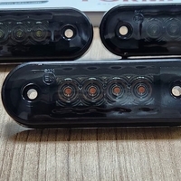 Опушен LED габарит, маркер, токос, Бял, 4 диода, 12V-24V - с извит гръб за монтаж на Ролбар, Булбар