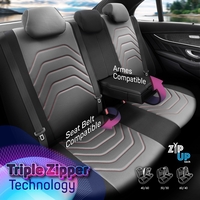 Комплект Луксозна Тапицерия OTOM текстил с еко кожа CORE Design – Черна с червен шев, за Предни и Задни Седалки