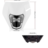 Маска с LED Фар за мотор, мотоциклет Бяла с къси и дълги светлини - Универсален модел за ENDURO / Trail / Streetfighter
