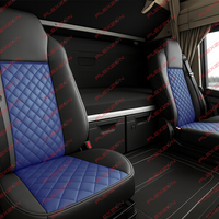 Комплект 1+1 тапицерия от еко кожа за IVECO STRALIS S-WAY 2021 - синьо-черно